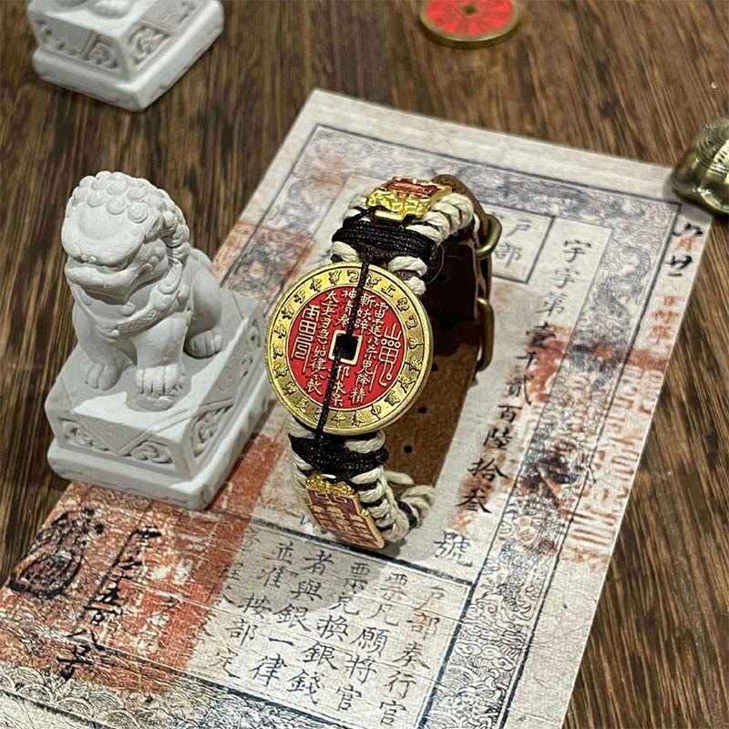 Buddha Stones Mountain Ghosts Spend Money Power Leather Watch Band Bracelet  - Red Mountain Ghosts Spend Money (Wrist Circumference: 15-18cm) - image 1