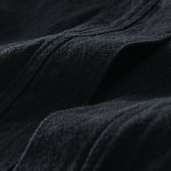 Buddha Stones Simple Long Sleeve Open Front Ramie Cotton Men's Shirts With Pockets - image 15