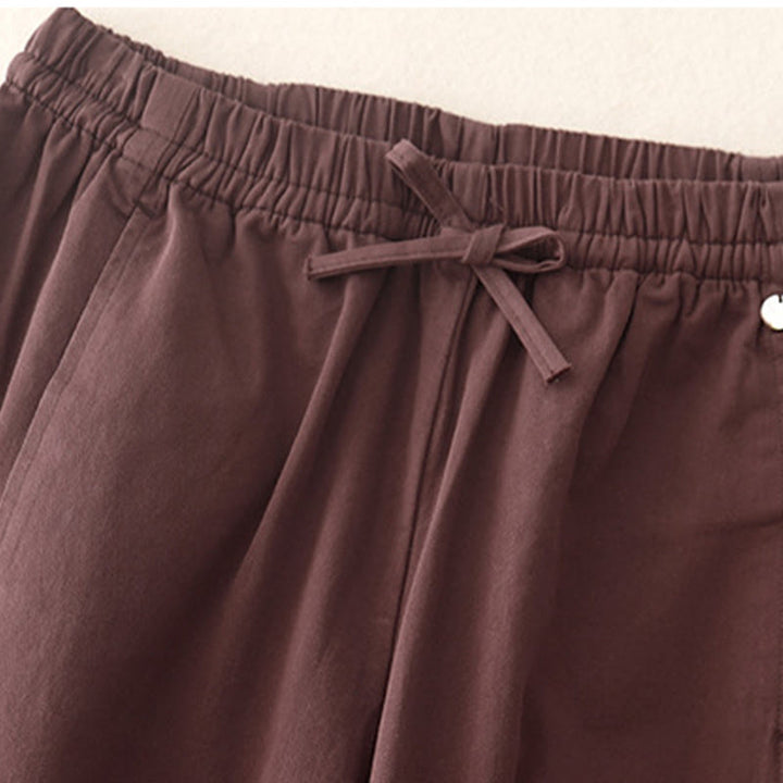 Buddha Stones Plain 7-8 Length Women's Harem Cotton Pants With Pockets - image 12