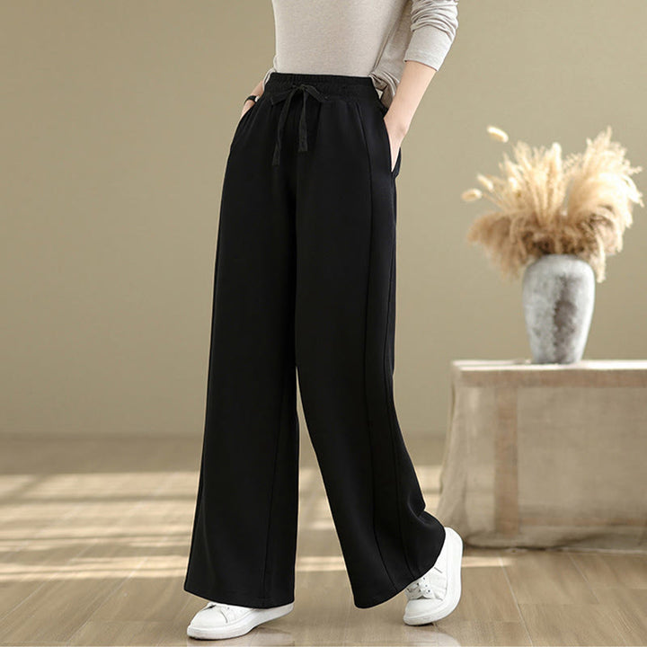 Buddha Stones Casual Plain Cotton Women's Wide Leg Pants With Pockets - image 15