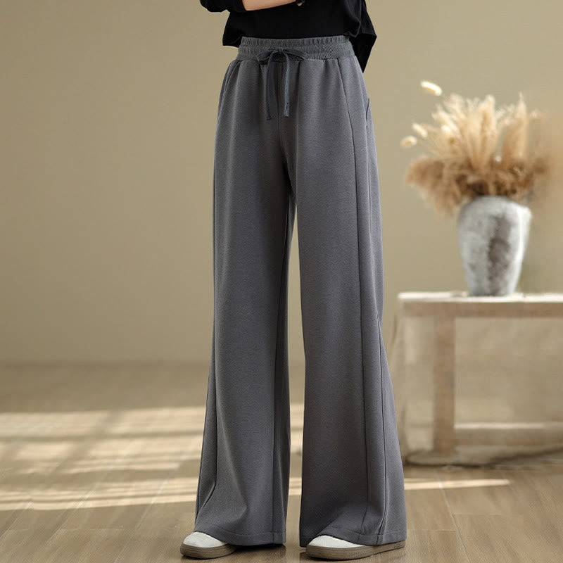 Buddha Stones Casual Plain Cotton Women's Wide Leg Pants With Pockets - image 19