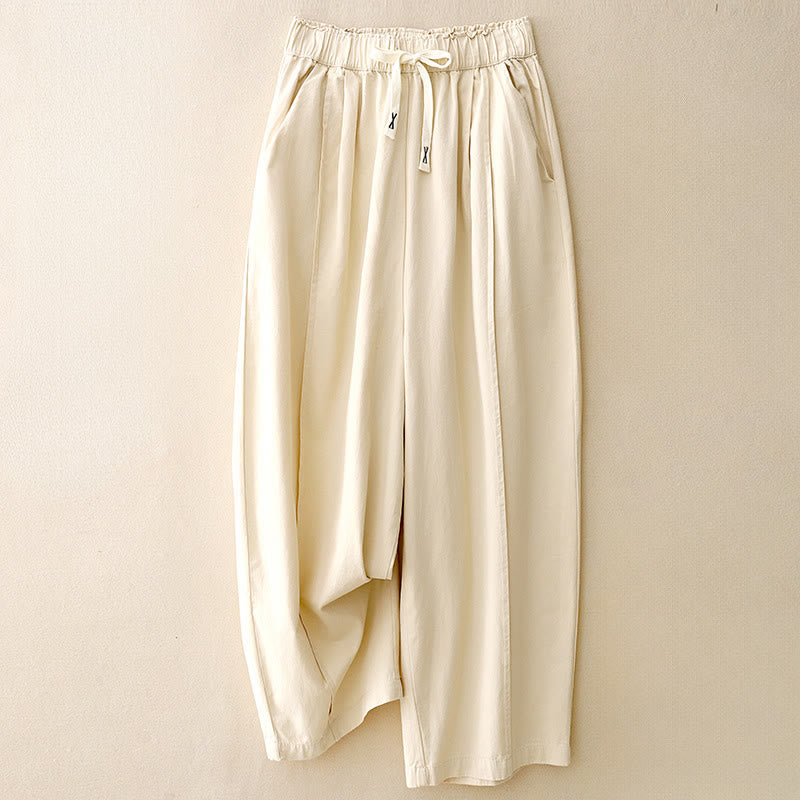 Buddha Stones Casual Rope Women's Cotton Polyester Pants With Pockets - AntiqueWhite - US8-10，UK/AU12-14，EU40-42 (2XL) - image 5