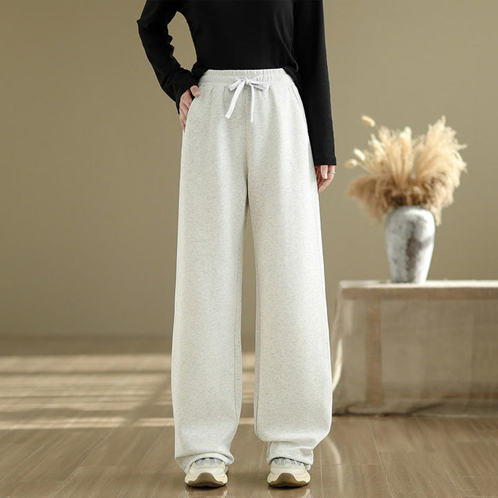 Buddha Stones Casual Rope Women's Cotton Straight-leg Pants With Pockets - WhiteSmoke - US8-10，UK/AU12-14，EU40-42 (2XL) - image 13