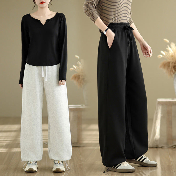 Buddha Stones Casual Rope Women's Cotton Straight-leg Pants With Pockets - image 18