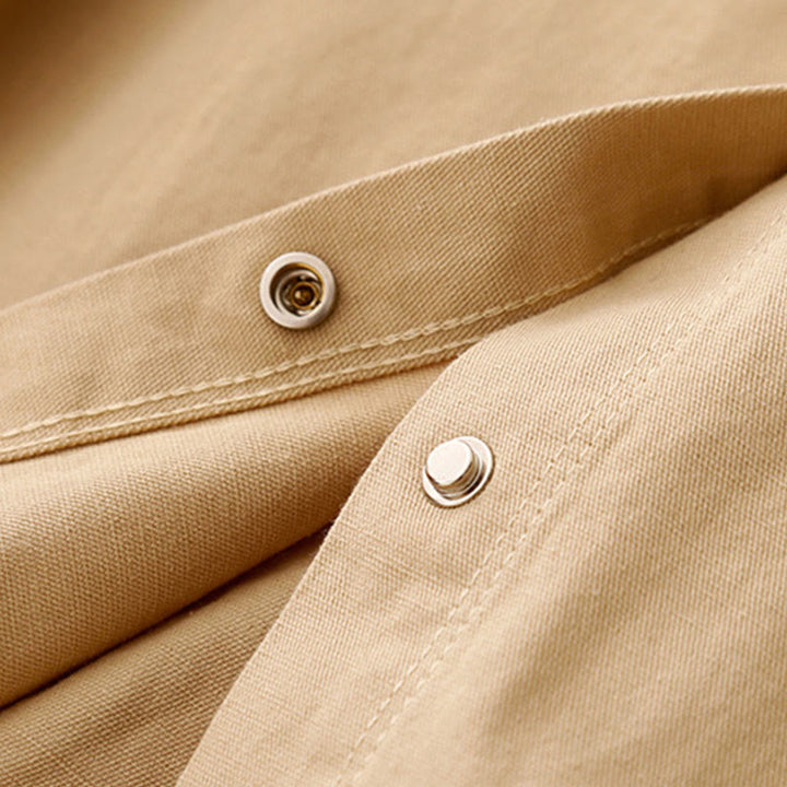 Buddha Stones Casual Women's Stand Collar Long Sleeve Design Plain Cotton Shirt - image 3