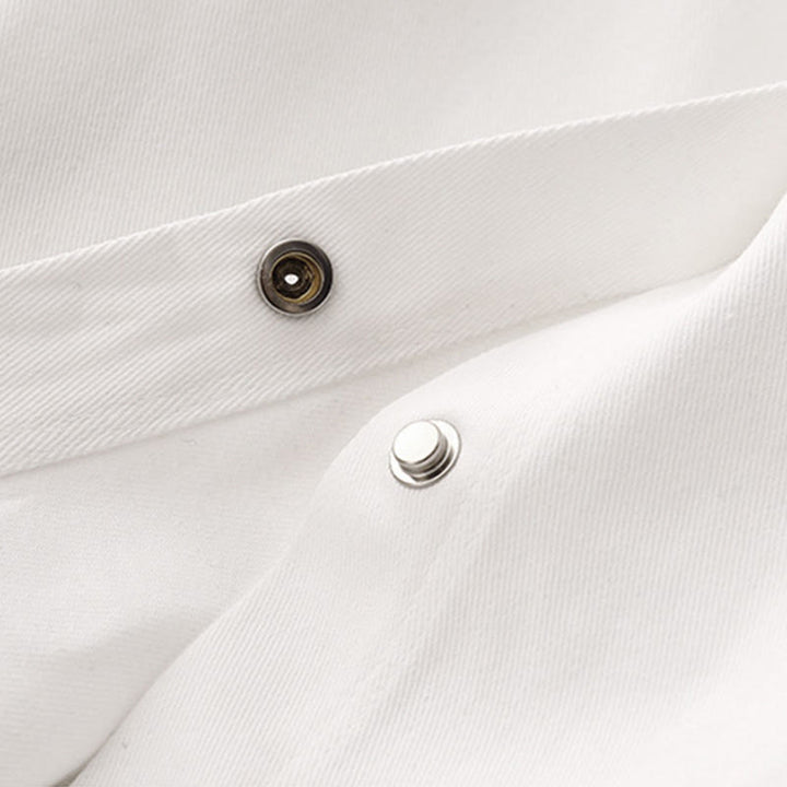 Buddha Stones Casual Women's Stand Collar Long Sleeve Design Plain Cotton Shirt - image 12