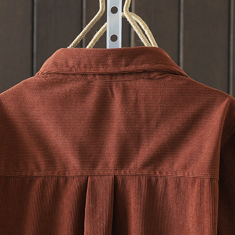 Buddha Stones Corduroy Women's Cotton Long Sleeve Jacket With Pockets - image 5