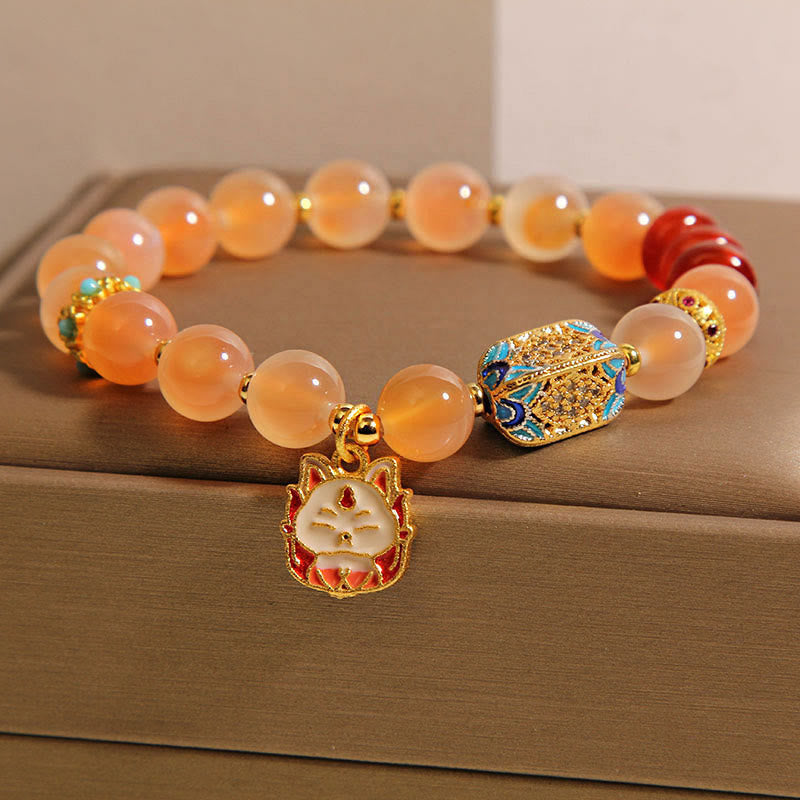 Buddha Stones Natural Nine Tailed Fox Orange Candy Agate Healing Bracelet - image 2