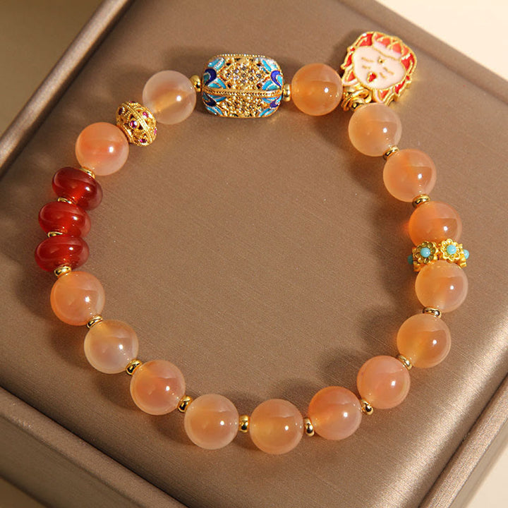 Buddha Stones Natural Nine Tailed Fox Orange Candy Agate Healing Bracelet - image 5