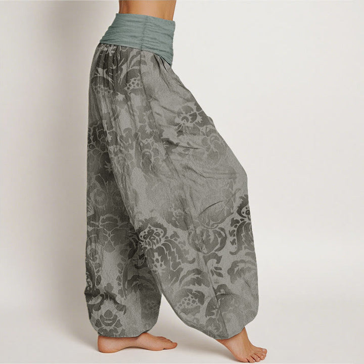 Buddha Stones Pure Cotton Casual Flower Leaves Design Women's Elastic Waist Harem Pants - image 10