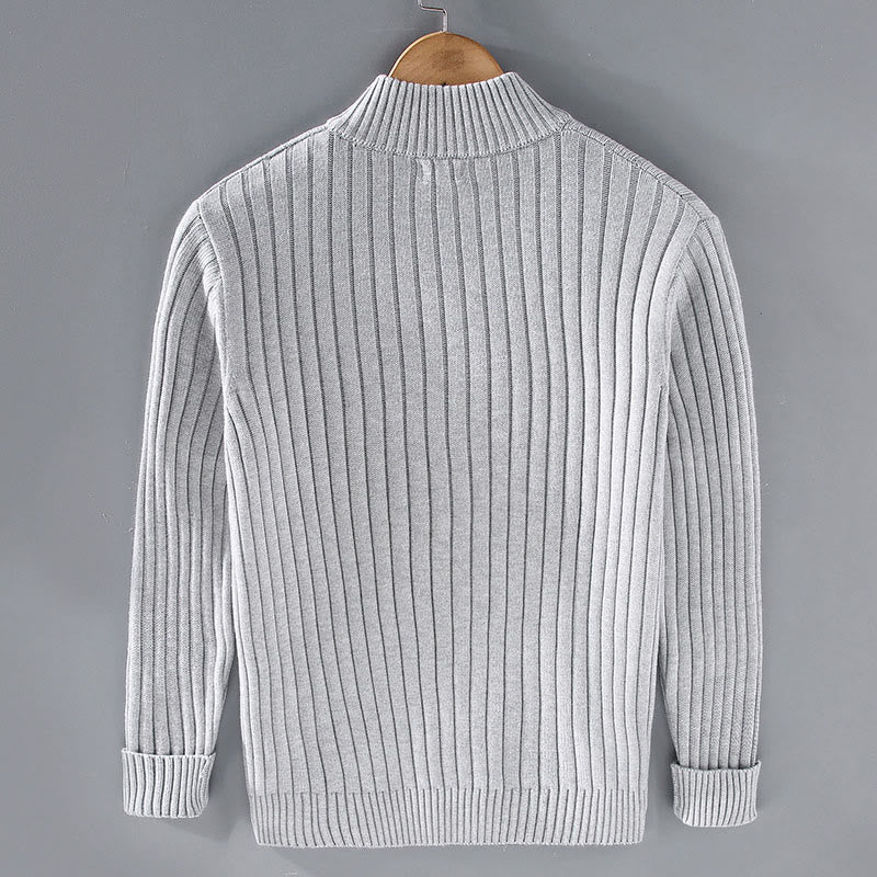 Buddha Stones Spring Plain Zipper Design Cotton Men's Long Sleeve Mock Neck Jacket - image 2