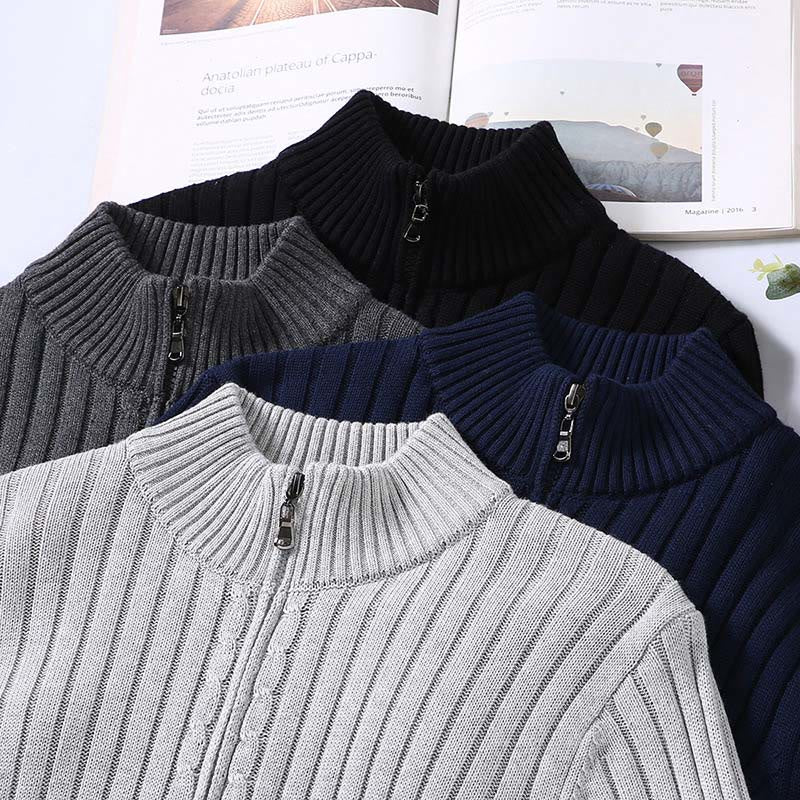 Buddha Stones Spring Plain Zipper Design Cotton Men's Long Sleeve Mock Neck Jacket - image 12