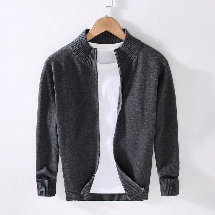 Buddha Stones Plain Zipper Ribbed Bottom Hem Design Men's Long Sleeve Cotton Jacket - DimGray - US/UK/AU42，EU52 (3XL) - image 14