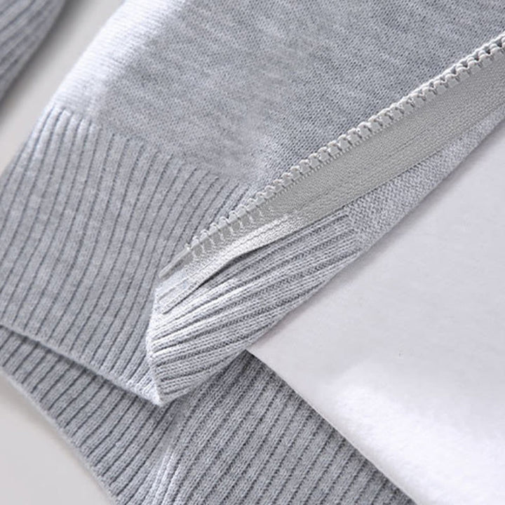Buddha Stones Plain Zipper Ribbed Bottom Hem Design Men's Long Sleeve Cotton Jacket - image 7