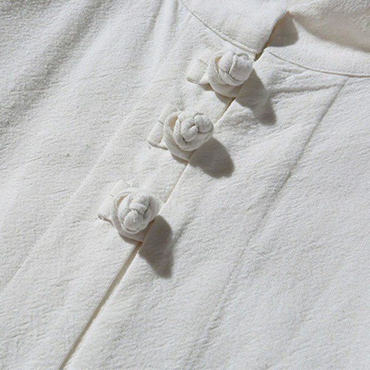 Buddha Stones Chinese Frog-Button Side Slit Men's Long Sleeve Cotton Tang Suit Shirt - image 30