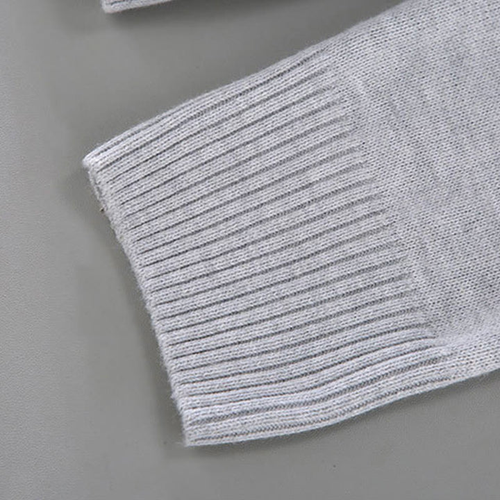 Buddha Stones Ribbed Solid Color Hem Design Men's Mock Neck Long Sleeve Pure Cotton Sweater - image 10