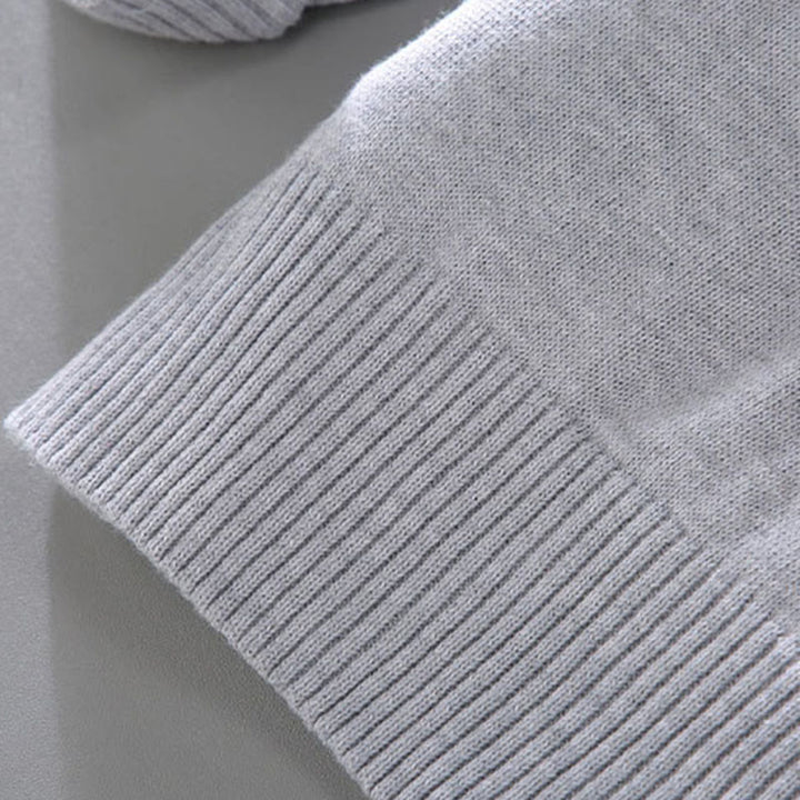 Buddha Stones Ribbed Solid Color Hem Design Men's Mock Neck Long Sleeve Pure Cotton Sweater - image 11