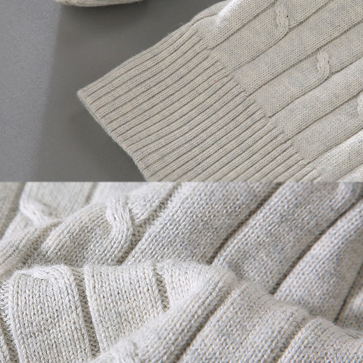 Buddha Stones Cable Knit Design Men's Crew Neck Long Sleeve Pure Cotton Sweater - image 10