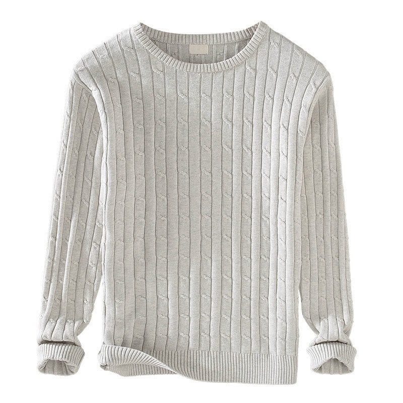 Buddha Stones Cable Knit Design Men's Crew Neck Long Sleeve Pure Cotton Sweater - image 13