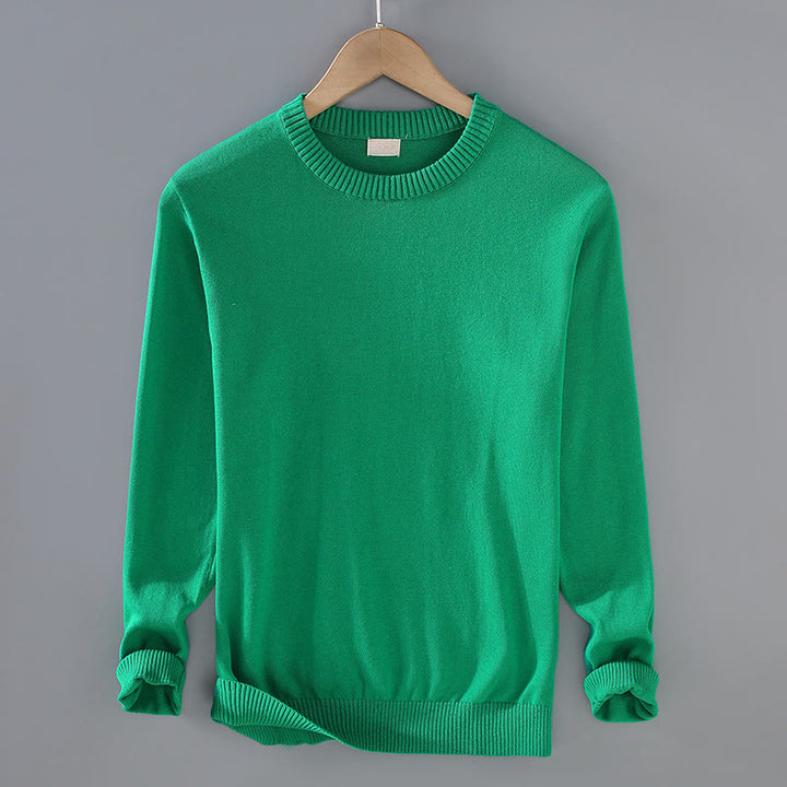 Buddha Stones Ribbed Design Pure Cotton Thermal Men's Crew Neck Long Sleeve Sweater - SpringGreen - US/UK/AU42，EU52 (3XL) - image 12