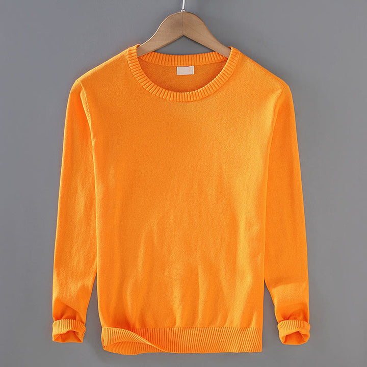 Buddha Stones Ribbed Design Pure Cotton Thermal Men's Crew Neck Long Sleeve Sweater - Orange - US/UK/AU42，EU52 (3XL) - image 11