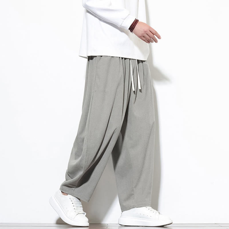 Buddha Stones Men's Plain Pure Cotton Corduroy Ankle-Length Harem Pants With Pockets - image 13