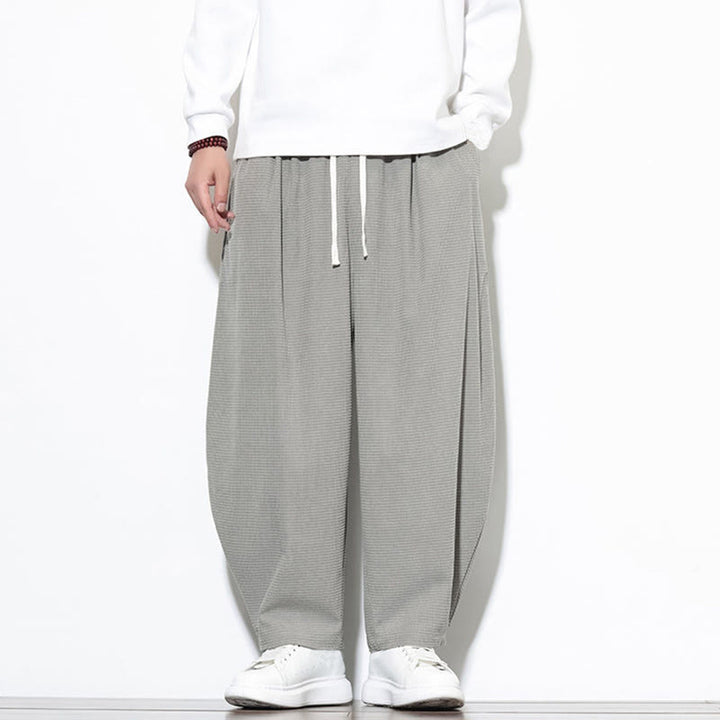 Buddha Stones Men's Plain Pure Cotton Corduroy Ankle-Length Harem Pants With Pockets - image 14