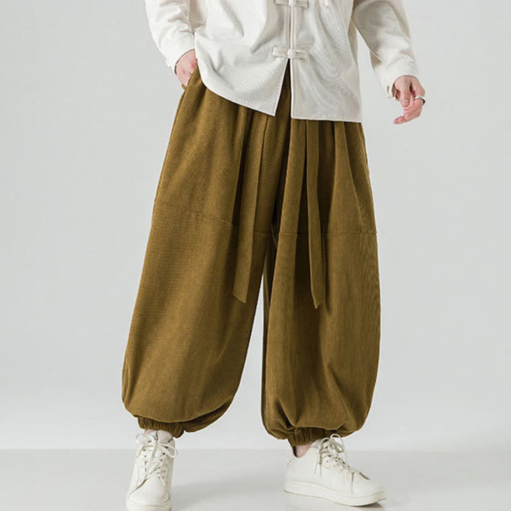 Buddha Stones Winter Solid Color Men's Harem Pure Cotton Corduroy Pants With Pockets - image 23
