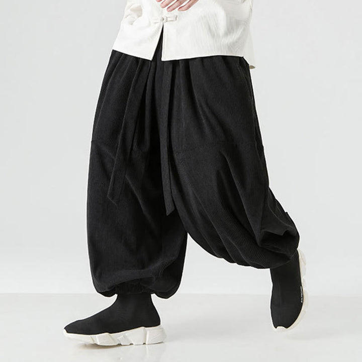 Buddha Stones Winter Solid Color Men's Harem Pure Cotton Corduroy Pants With Pockets - image 16