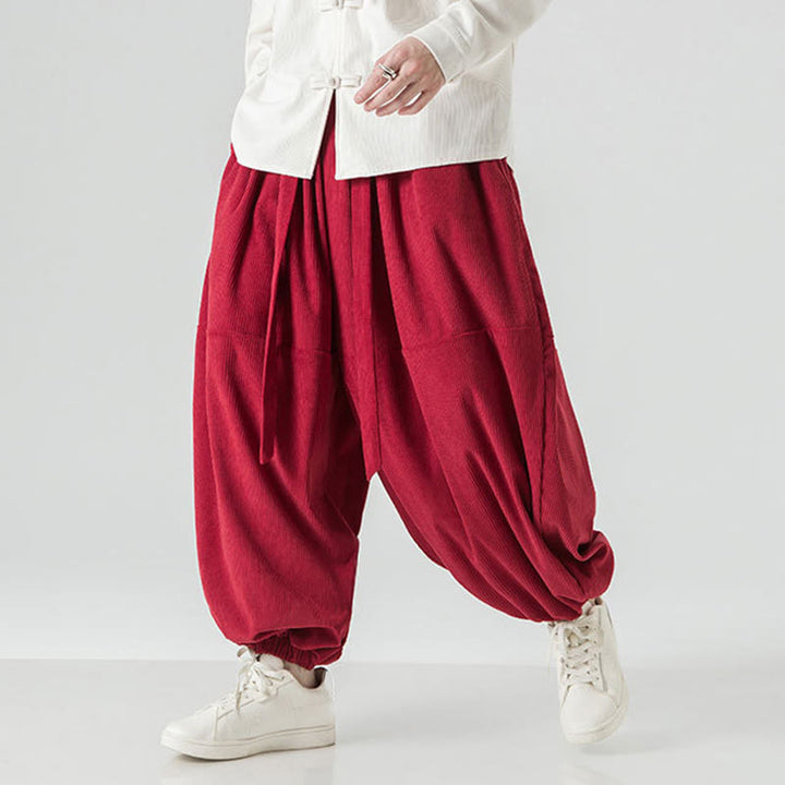 Buddha Stones Winter Solid Color Men's Harem Pure Cotton Corduroy Pants With Pockets - image 28