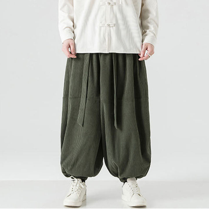 Buddha Stones Winter Solid Color Men's Harem Pure Cotton Corduroy Pants With Pockets - image 6
