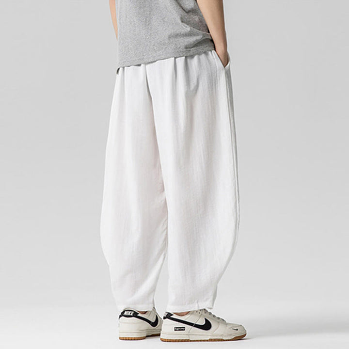 Buddha Stones Summer Pure Color Drawstring Men's Cotton Ankle-Length Pants With Pockets - image 16