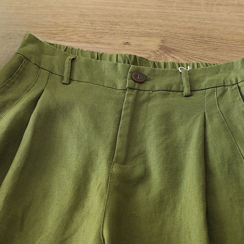 Buddha Stones Solid Color Cotton Women's Button Wide Leg Pants With Pockets - image 21