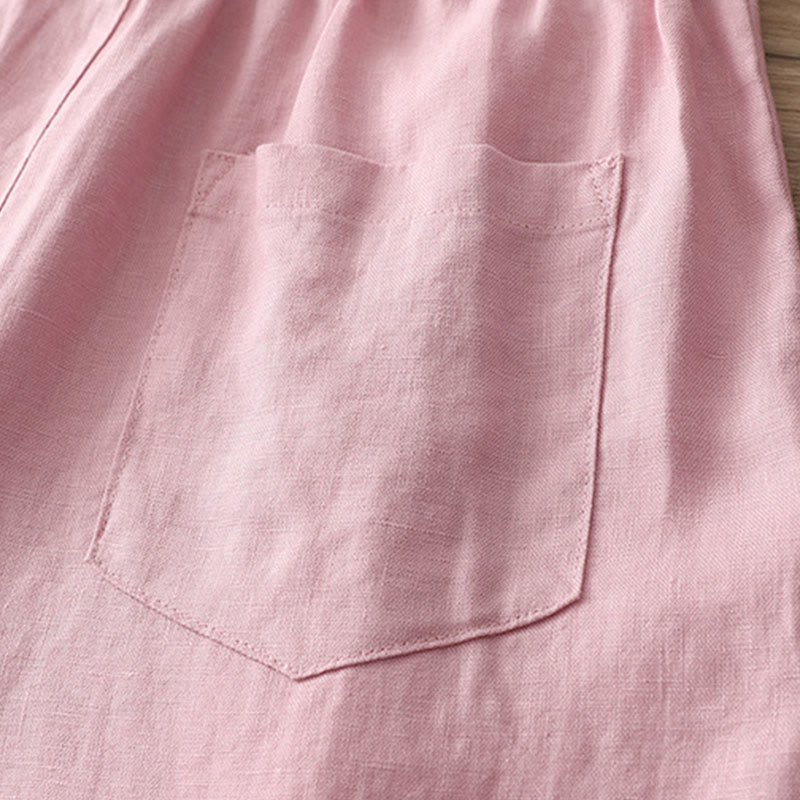 Buddha Stones Solid Color Cotton Women's Button Wide Leg Pants With Pockets - image 29