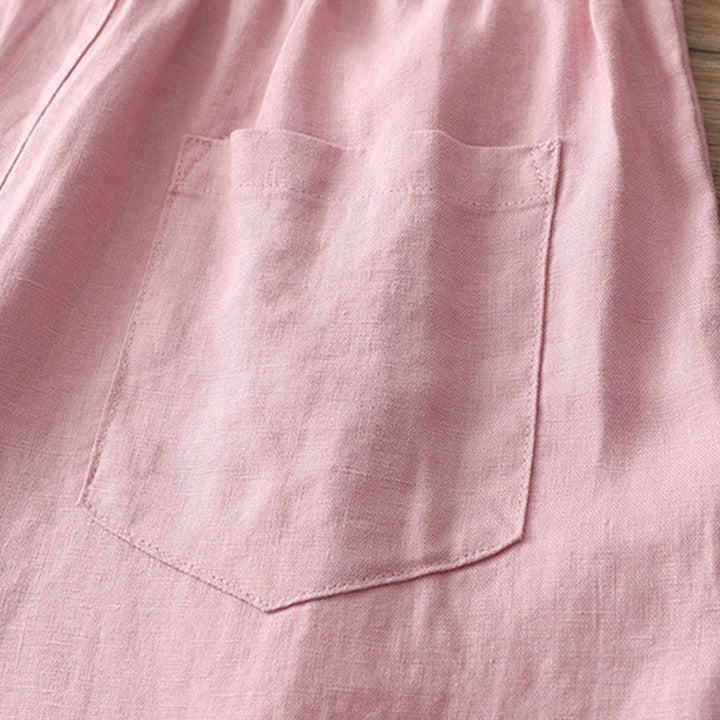 Buddha Stones Solid Color Cotton Women's Button Wide Leg Pants With Pockets - image 29