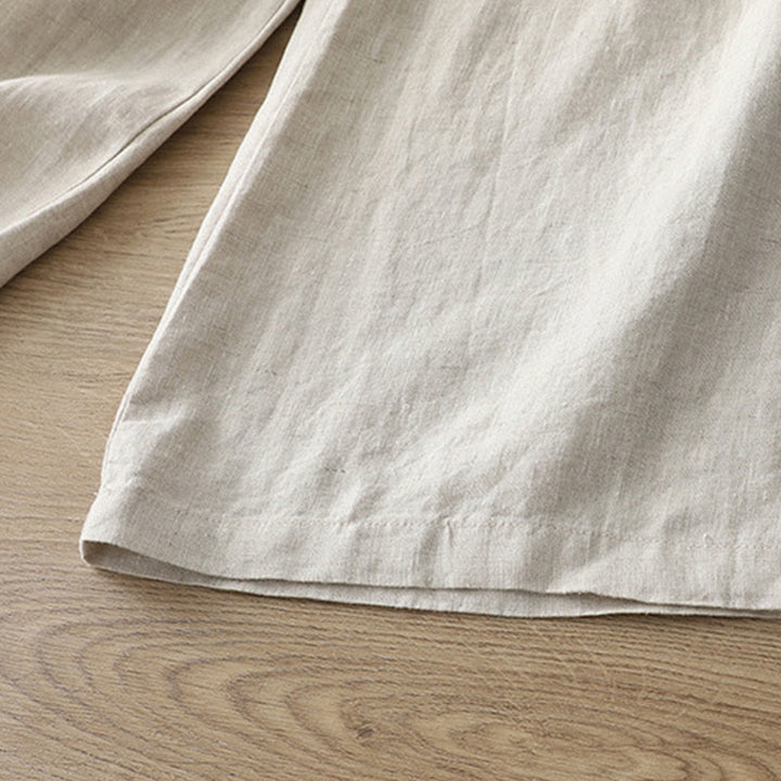 Buddha Stones Solid Color Cotton Women's Button Wide Leg Pants With Pockets - image 35