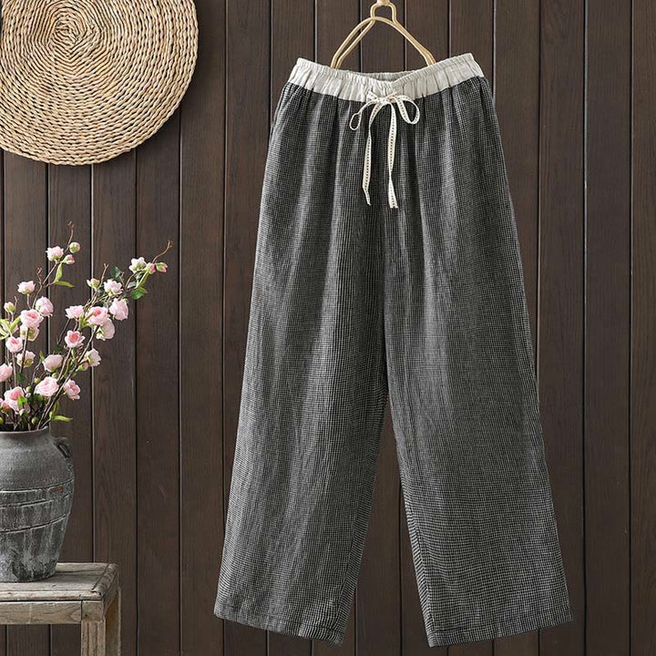 Buddha Stones Casual Splicing Color Rope Women's Cotton Straight-leg Pants With Pockets - DimGray - US8-10，UK/AU12-14，EU40-42 (2XL) - image 11