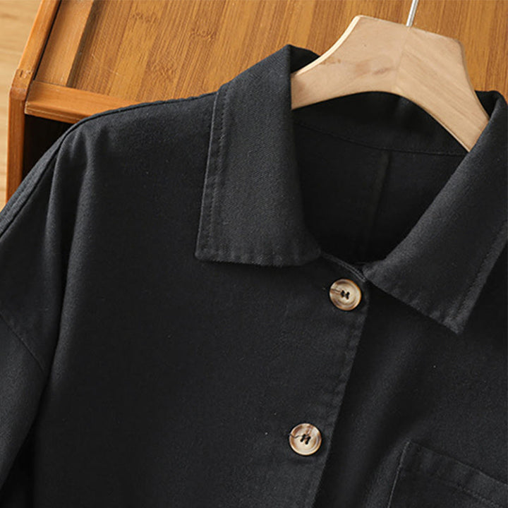 Buddha Stones Casual Women's Long Sleeve Stand Collar Cotton Polyester Shirt With Pockets - image 14