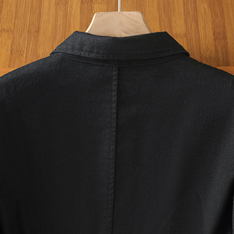 Buddha Stones Casual Women's Long Sleeve Stand Collar Cotton Polyester Shirt With Pockets - image 12