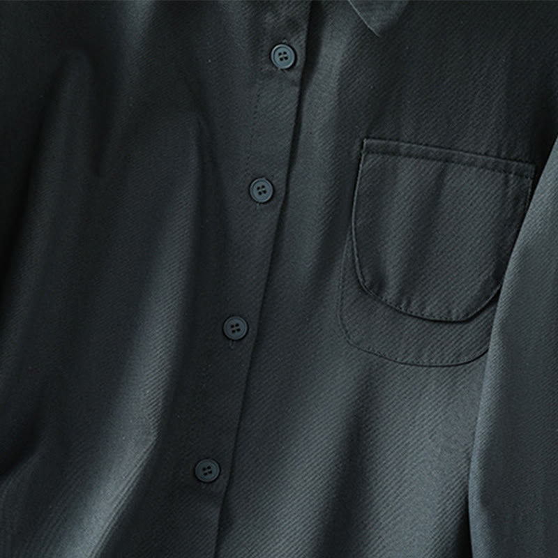 Buddha Stones Casual Women's Long Sleeve Stand Collar Cotton Shirt With Pockets - image 2