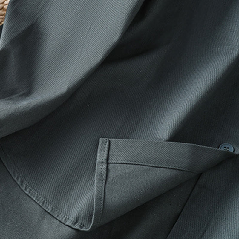 Buddha Stones Casual Women's Long Sleeve Stand Collar Cotton Shirt With Pockets - image 8