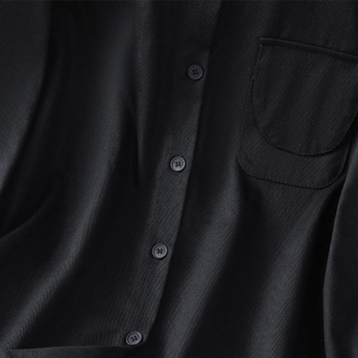 Buddha Stones Casual Women's Long Sleeve Stand Collar Cotton Shirt With Pockets - image 13