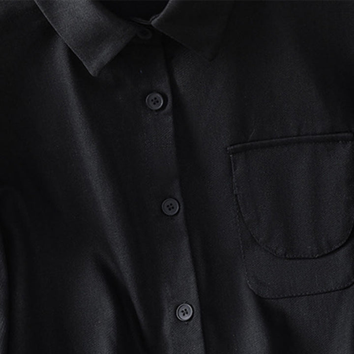 Buddha Stones Casual Women's Long Sleeve Stand Collar Cotton Shirt With Pockets - image 12