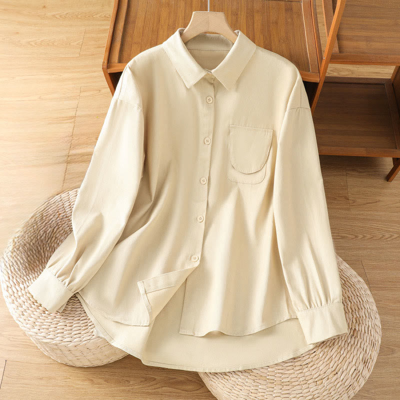 Buddha Stones Casual Women's Long Sleeve Stand Collar Cotton Shirt With Pockets - PapayaWhip - US14，UK/AU18，EU46 (2XL) - image 18