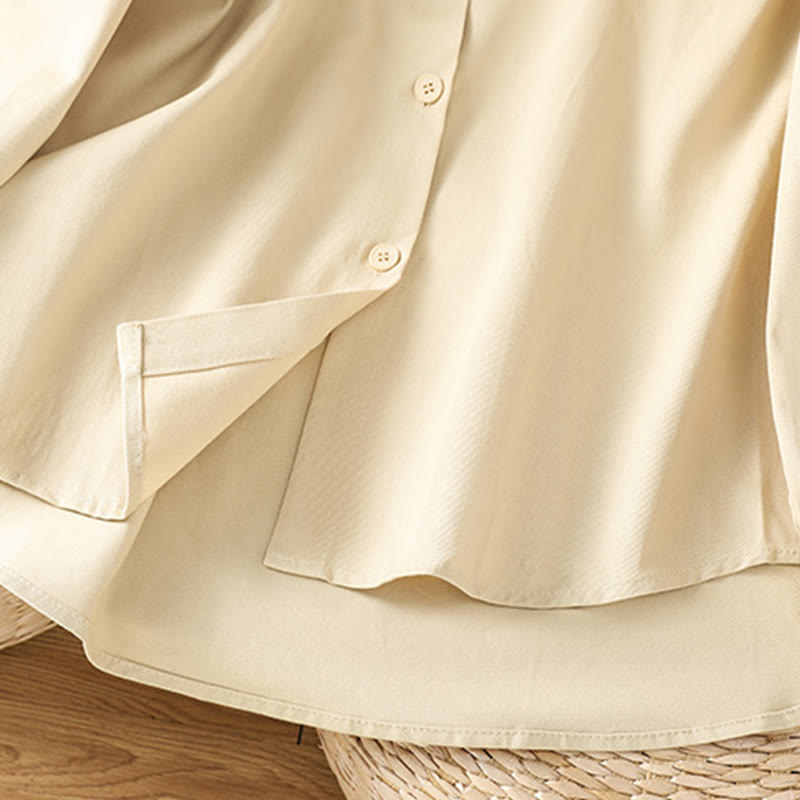 Buddha Stones Casual Women's Long Sleeve Stand Collar Cotton Shirt With Pockets - image 21