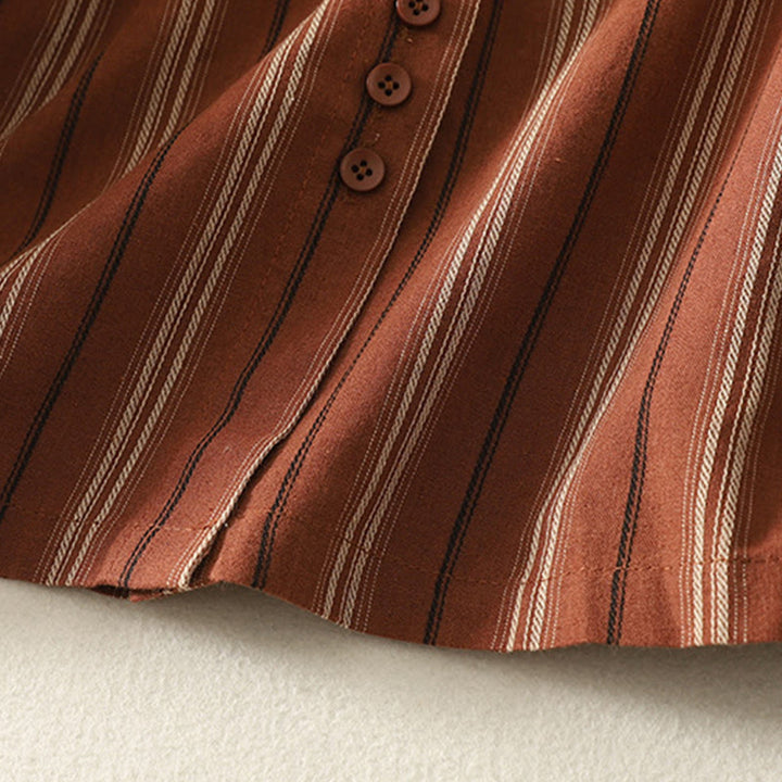 Buddha Stones Casual Retro Stripes Women's Long Sleeve Polyester Shirt - image 3