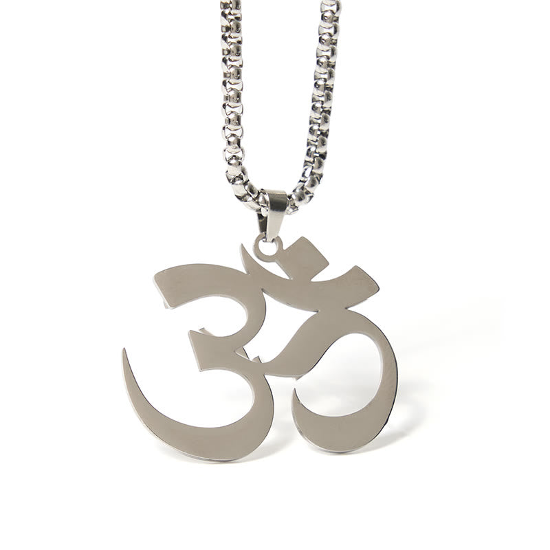 Buddha Stones Om Symbol Mantra Stainless Steel Focus Necklace Pendant - image 14