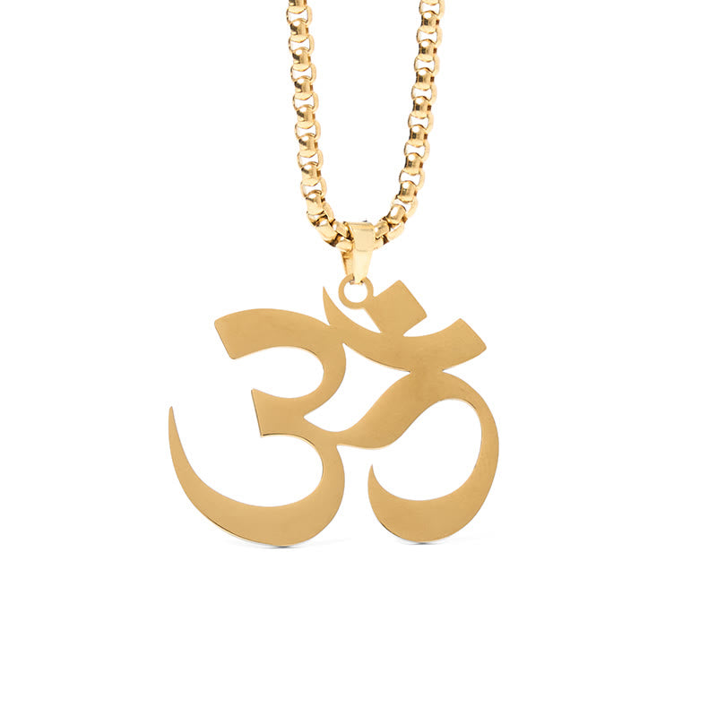Buddha Stones Om Symbol Mantra Stainless Steel Focus Necklace Pendant - image 6