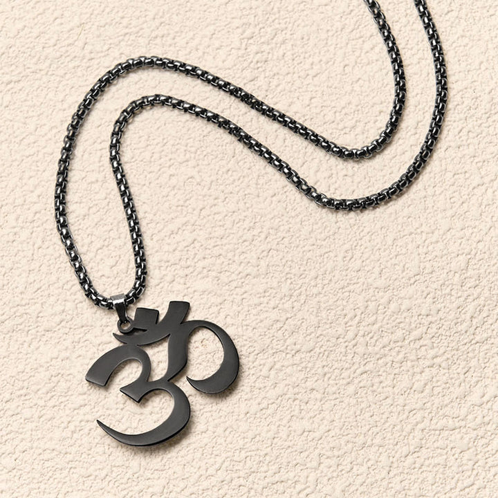 Buddha Stones Om Symbol Mantra Stainless Steel Focus Necklace Pendant - image 19