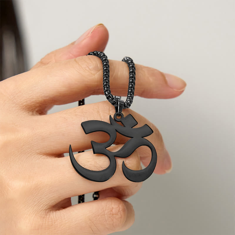 Buddha Stones Om Symbol Mantra Stainless Steel Focus Necklace Pendant - image 20